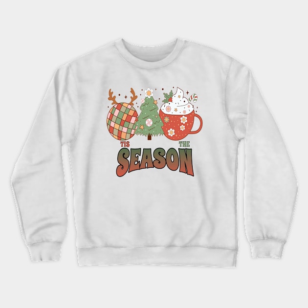 Retro Christmas Tis The Season Crewneck Sweatshirt by ExprezzDesigns